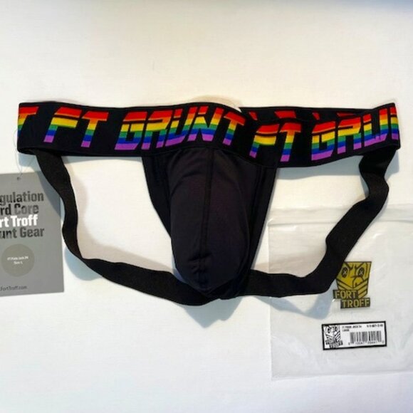 FORT TROFF Size L Grunt PRIDE Athletic Supporter- Black/PRIDE Colors - Jock - Picture 1 of 9